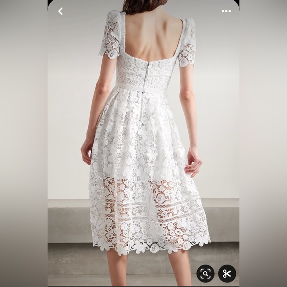 Self Portrait White Guipure Floral Lace Midi Dress - Picture 12 of 16